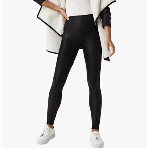 SPANX Faux Leather Fleece-Lined Legging-Tummy Control black size 1X